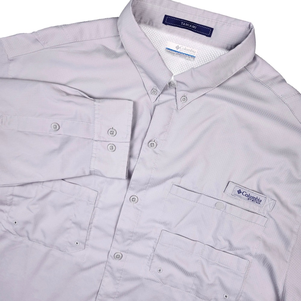 Columbia PFG Tamiami Omni Shade Long Sleeve Shirt Men's XL Gray Fishing Vented